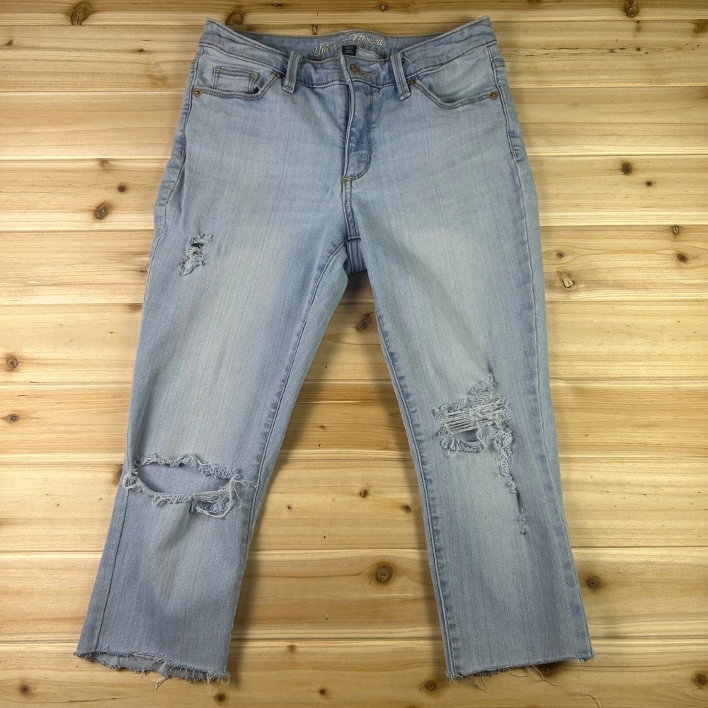 Universal Thread Jeans Womens 4/27S Cropped Mid Rise Slim Fit Capri Light Denim
